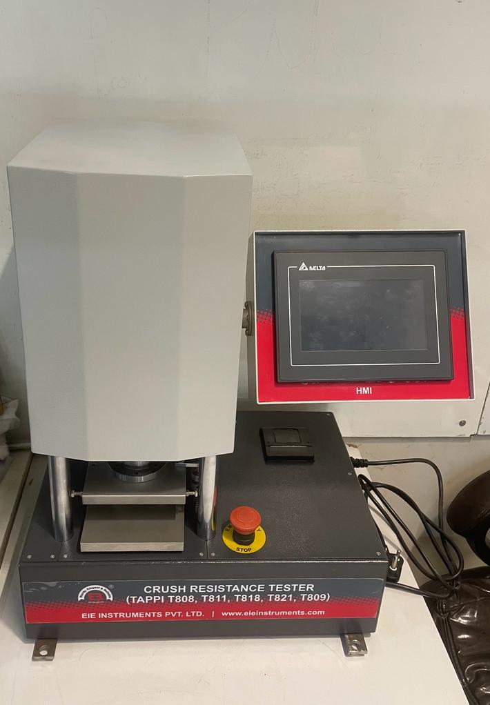 CRUSH RESISTANCE TESTER - ADVANCED HMI, PLC & SERVO CONTROLLED MODEL - 500 KGF CAPACITY - RCT, ECT, FCT, PAT TESTER